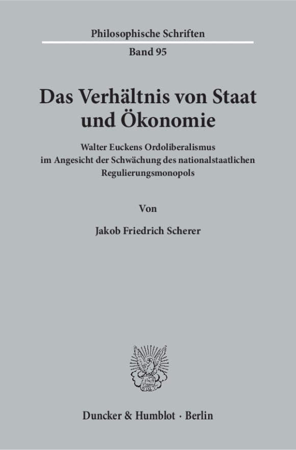 Cover Das Verhältnis von Staat und Ökonomie