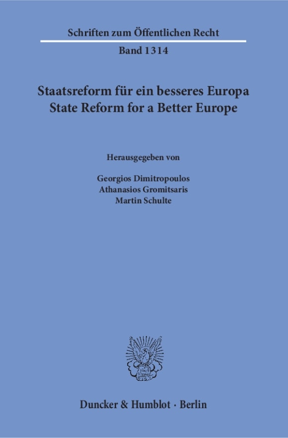 Cover Staatsreform für ein besseres Europa / State Reform for a Better Europe