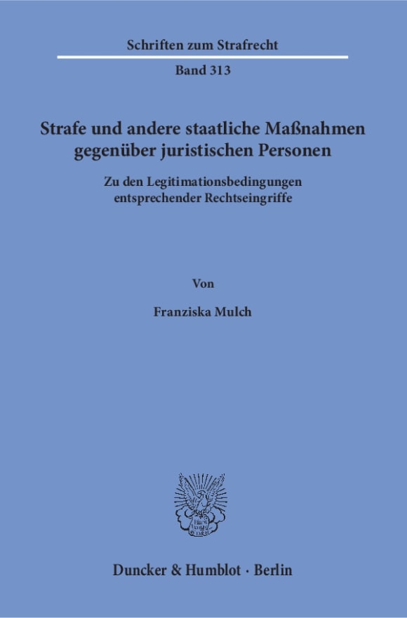 Cover Strafe und andere staatliche Maßnahmen gegenüber juristischen Personen