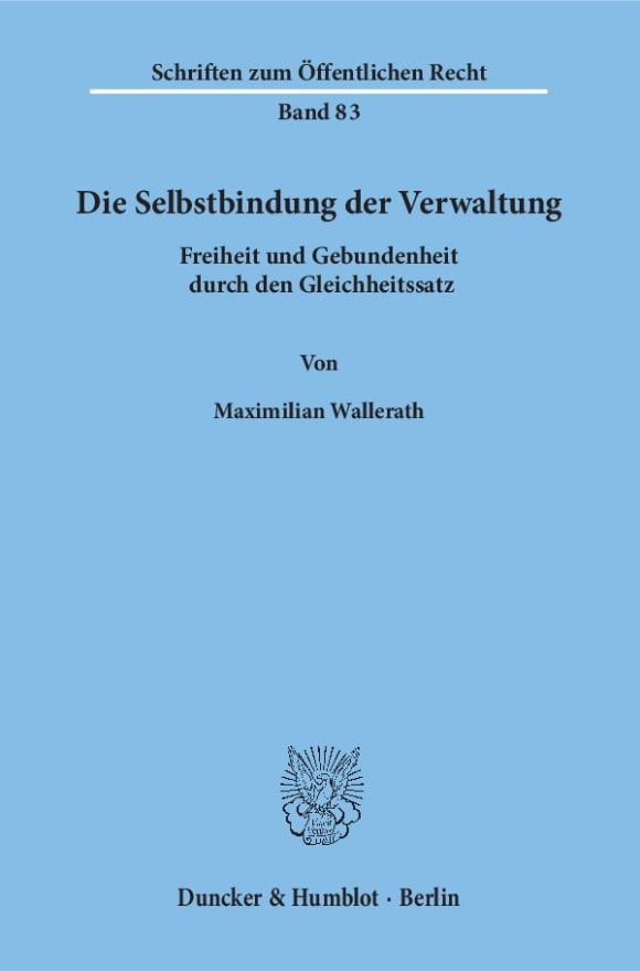 Cover Die Selbstbindung der Verwaltung