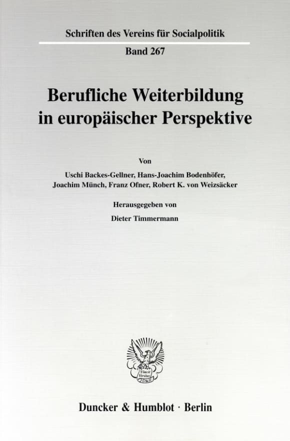 Cover Berufliche Weiterbildung in europäischer Perspektive