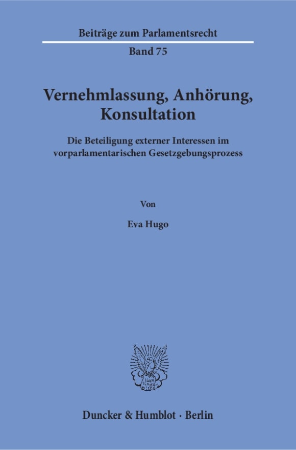 Cover Vernehmlassung, Anhörung, Konsultation