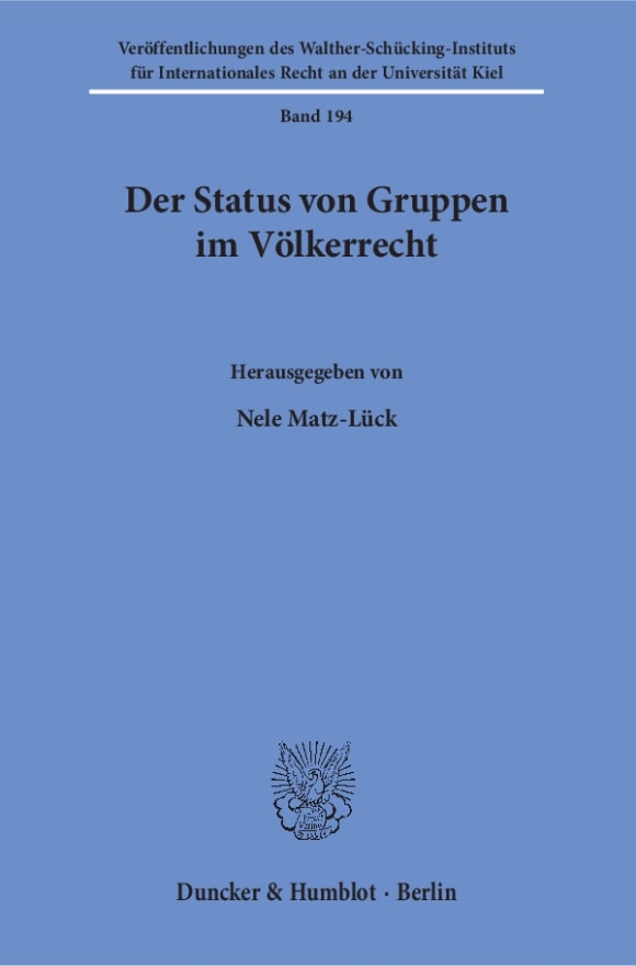 Cover Der Status von Gruppen im Völkerrecht