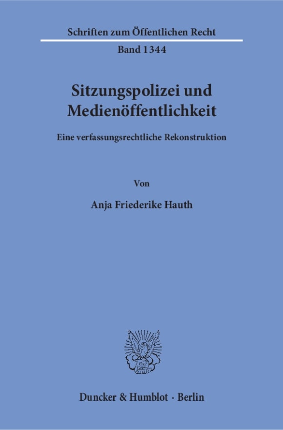 Cover Sitzungspolizei und Medienöffentlichkeit