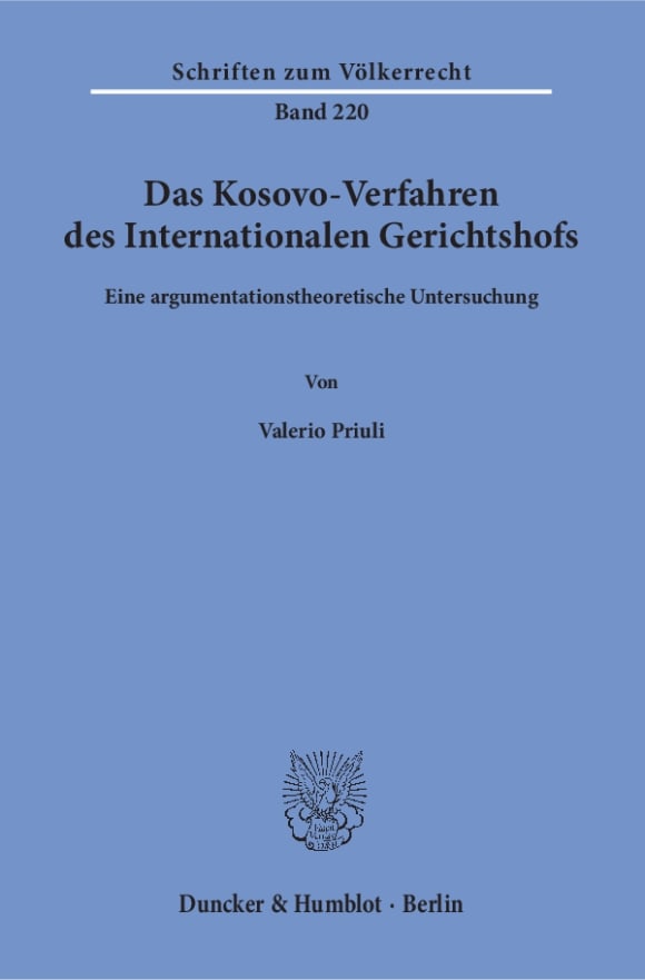 Cover Das Kosovo-Verfahren des Internationalen Gerichtshofs