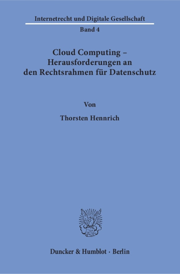 Cover Cloud Computing – Herausforderungen an den Rechtsrahmen für Datenschutz