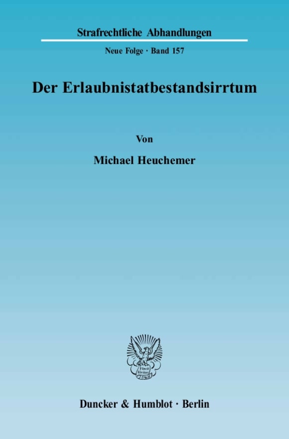 Cover Der Erlaubnistatbestandsirrtum