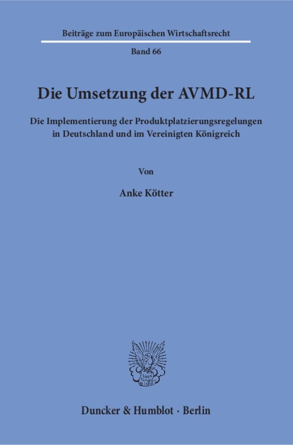 Cover Die Umsetzung der AVMD-RL