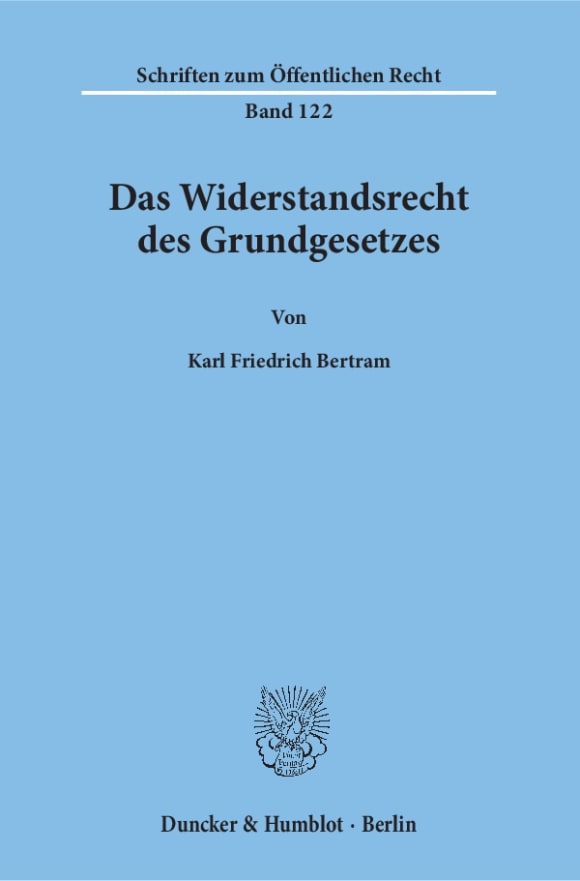 Cover Das Widerstandsrecht des Grundgesetzes