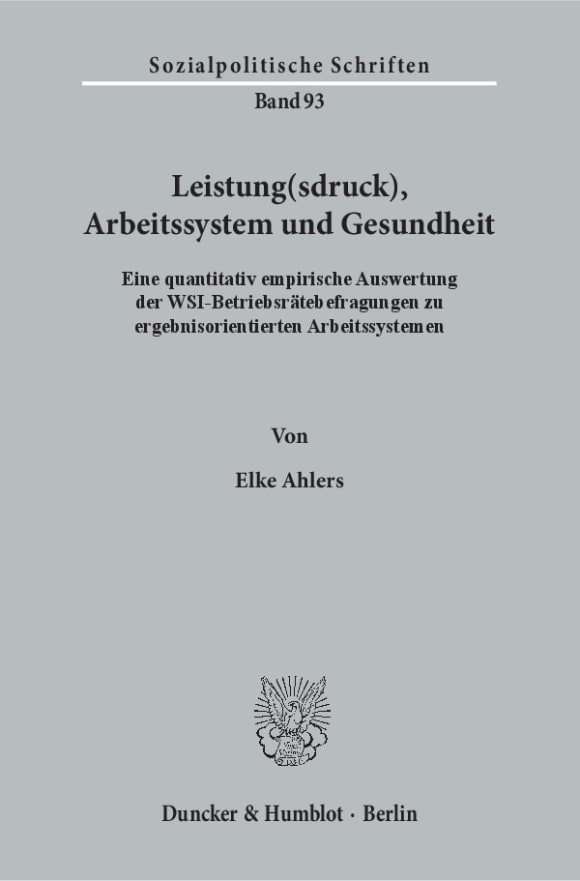 Cover Leistung(sdruck), Arbeitssystem und Gesundheit