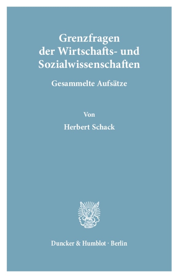 Cover Grenzfragen der Wirtschafts- und Sozialwissenschaften