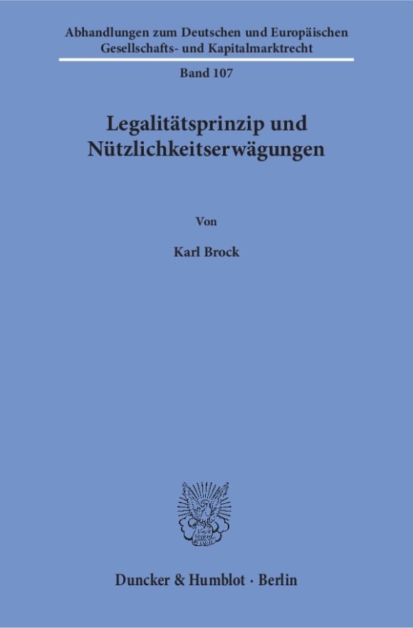 Cover Legalitätsprinzip und Nützlichkeitserwägungen