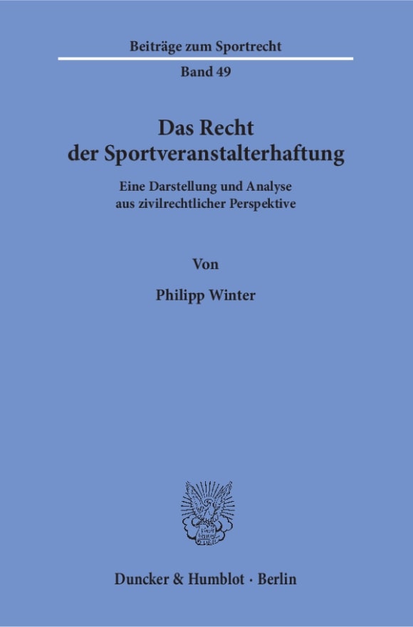 Cover Das Recht der Sportveranstalterhaftung