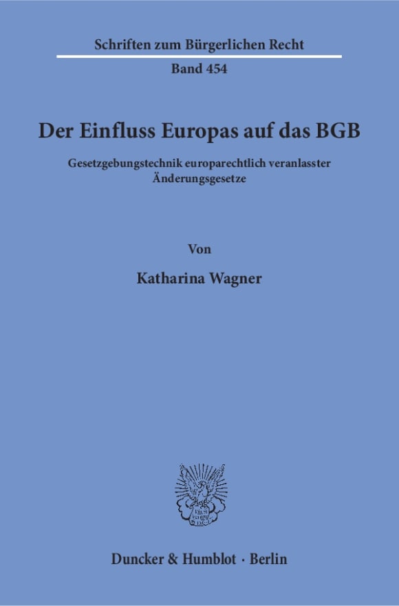 Cover Der Einfluss Europas auf das BGB