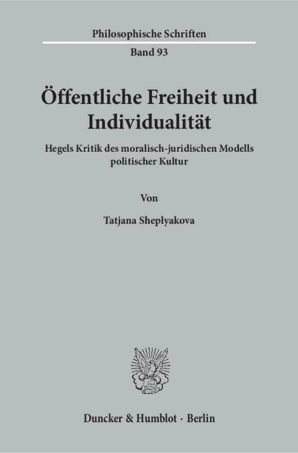 Cover Öffentliche Freiheit und Individualität