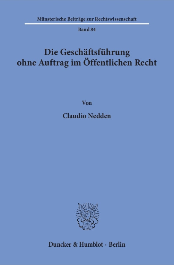 Cover Die Geschäftsführung ohne Auftrag im Öffentlichen Recht