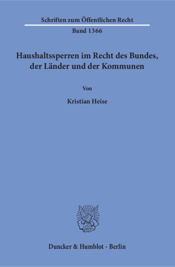 Cover Haushaltssperren im Recht des Bundes, der Länder und der Kommunen