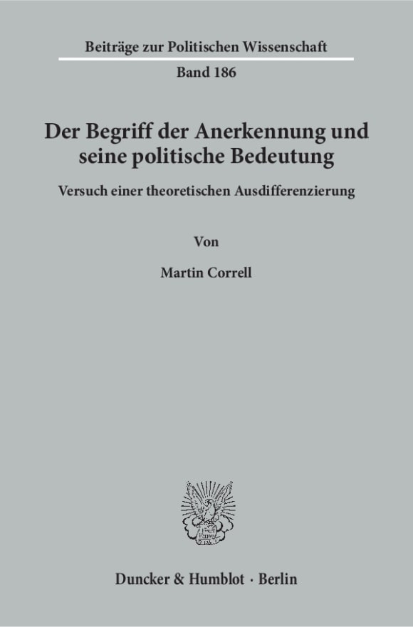 Cover Der Begriff der Anerkennung und seine politische Bedeutung