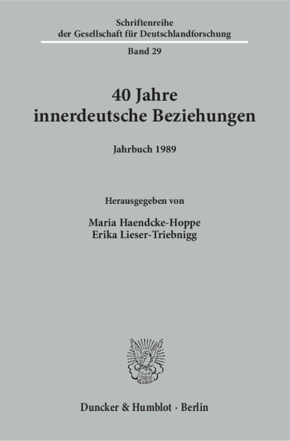 Cover 40 Jahre innerdeutsche Beziehungen