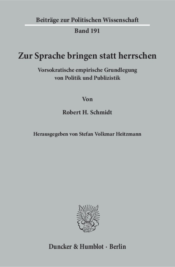 Cover Zur Sprache bringen statt herrschen