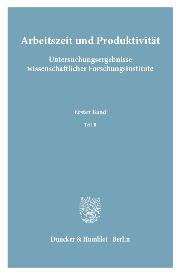 Cover Arbeitszeit und Produktivität. Untersuchungsergebnisse wissenschaftlicher Forschungsinstitute