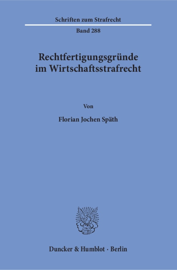 Cover Rechtfertigungsgründe im Wirtschaftsstrafrecht