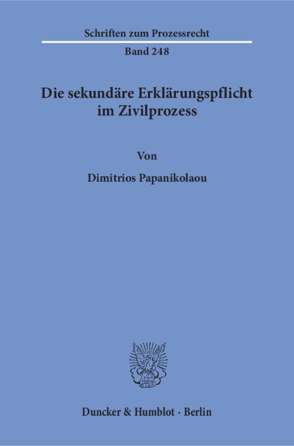 Cover Die sekundäre Erklärungspflicht im Zivilprozess