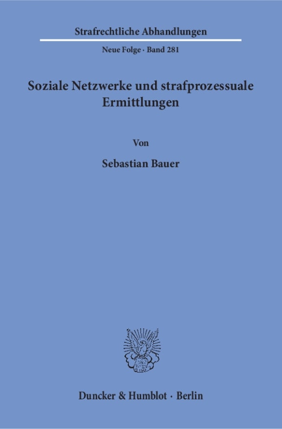 Cover Soziale Netzwerke und strafprozessuale Ermittlungen