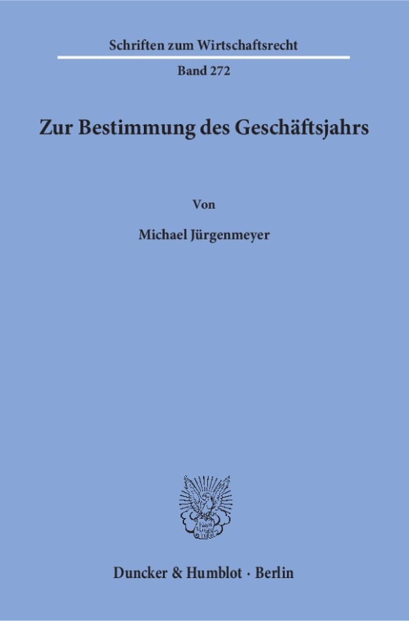 Cover Zur Bestimmung des Geschäftsjahrs