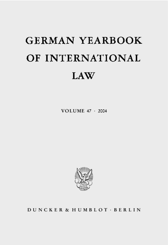 Cover German Yearbook of International Law / Jahrbuch für Internationales Recht