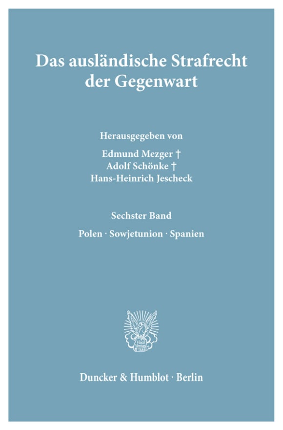 Cover Das ausländische Strafrecht der Gegenwart