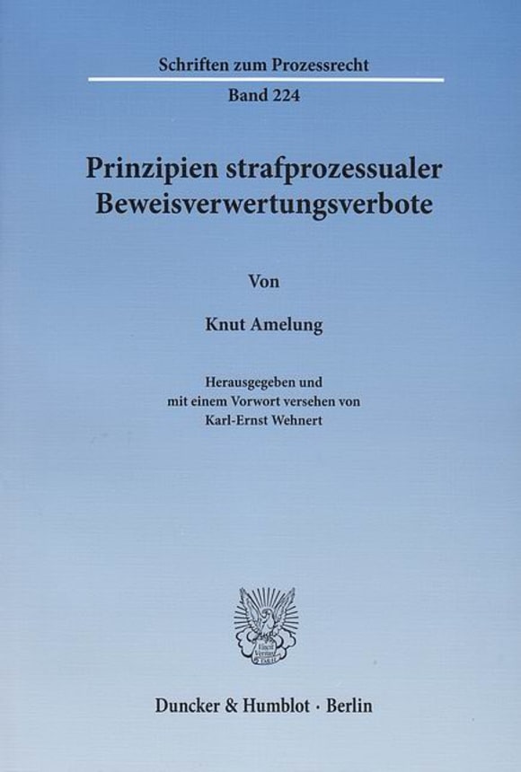 Cover Prinzipien strafprozessualer Beweisverwertungsverbote