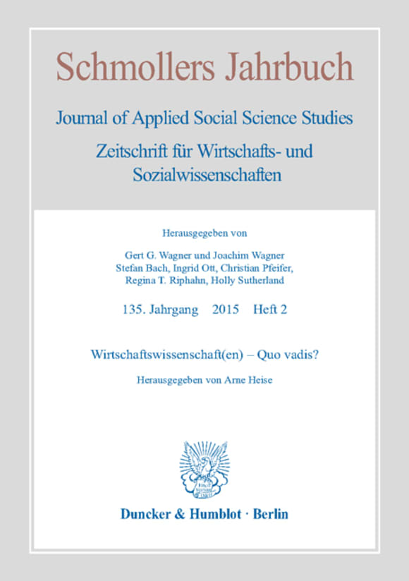 Cover Wirtschaftswissenschaft(en) – Quo vadis? (JCE 2/2015)