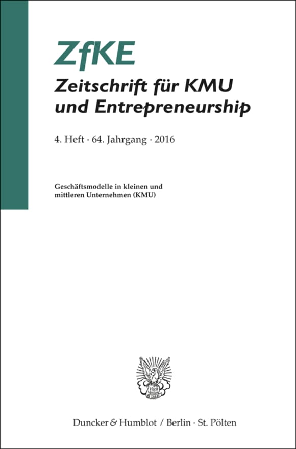 Cover Geschäftsmodelle in kleinen und mittleren Unternehmen (KMU) (ZfKE 4/2016)