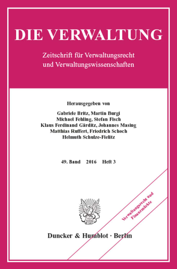 Cover Verwaltungsrecht und Finanzmärkte (VERW 3/2016)