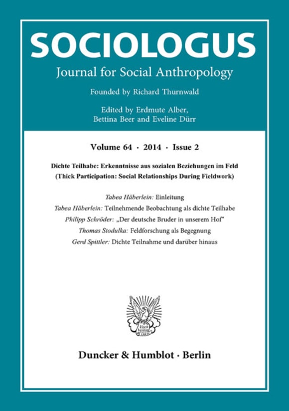 Cover Dichte Teilhabe: Erkenntnisse aus sozialen Beziehungen im Feld (Thick Participation: Social Relationships During Fieldwork) (SOC 2/2014)