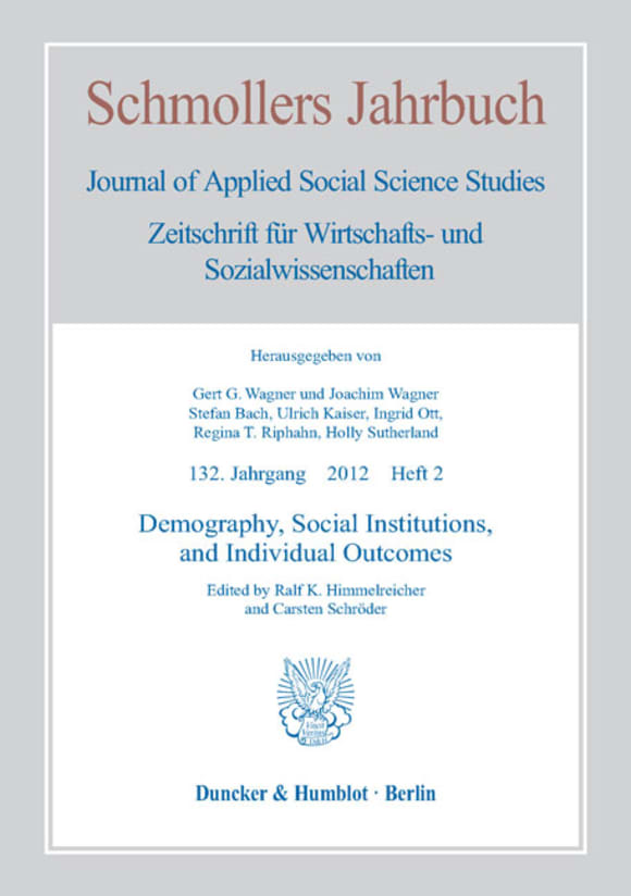 Cover Demography, Social Institutions, and Individual Outcomes (JCE 2/2012)