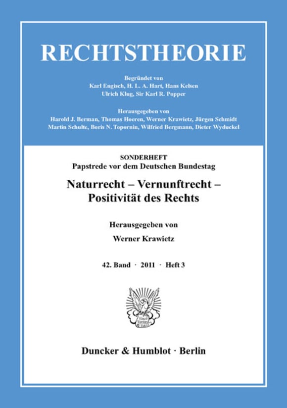 Cover Naturrecht – Vernunftrecht – Positivität des Rechts (RT 3/2011)