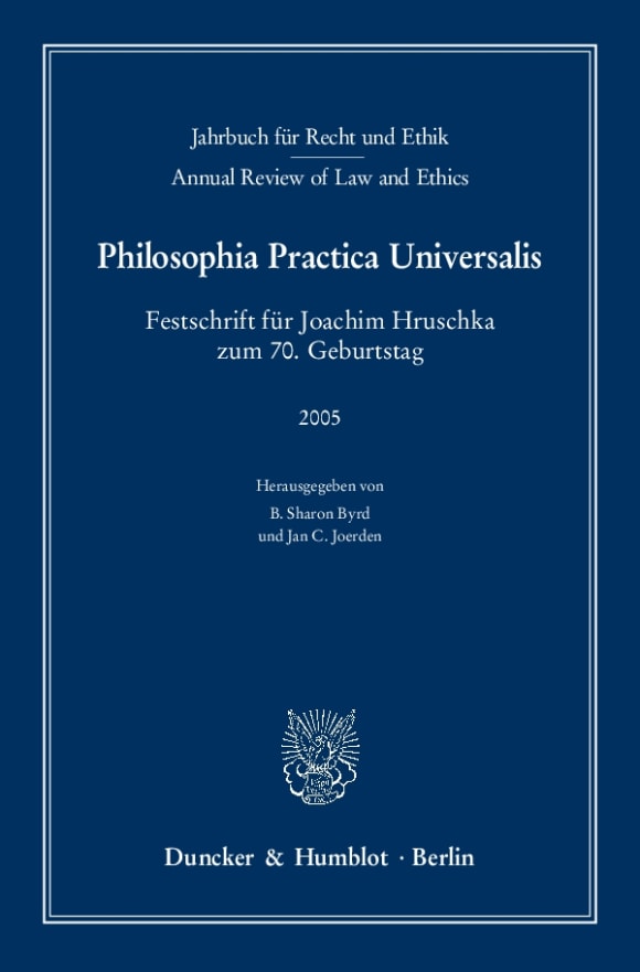 Cover Jahrbuch für Recht und Ethik / Annual Review of Law and Ethics