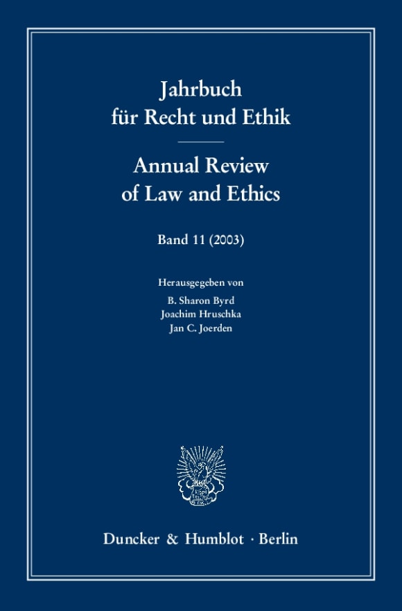 Cover Jahrbuch für Recht und Ethik / Annual Review of Law and Ethics