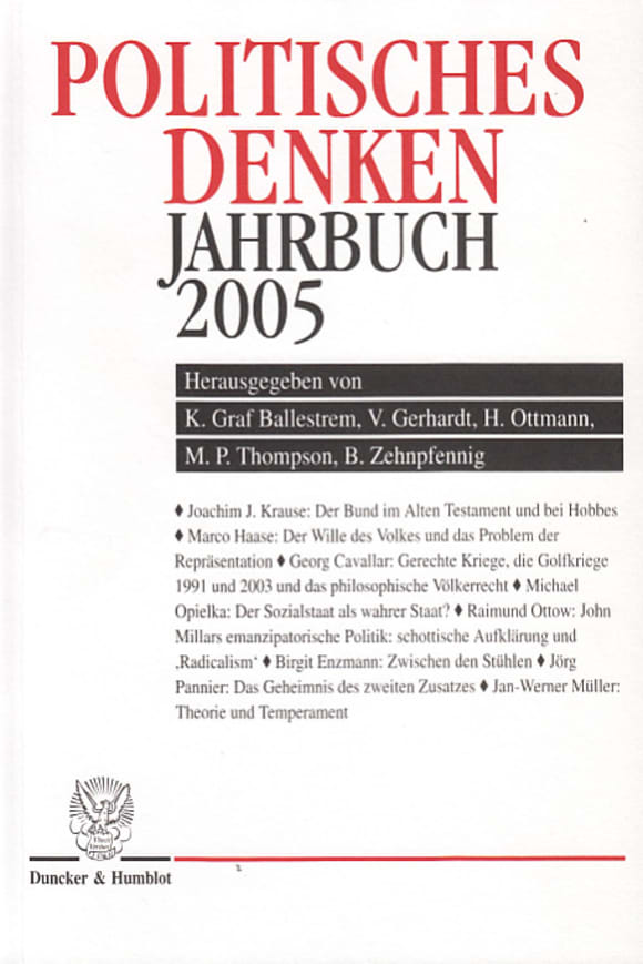 Cover Politisches Denken. Jahrbuch 2005