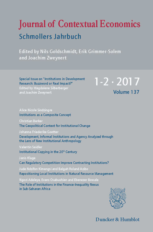 Cover Institutions in Development Research: Buzzword or Real Impact? (JCE 1–2/2017)