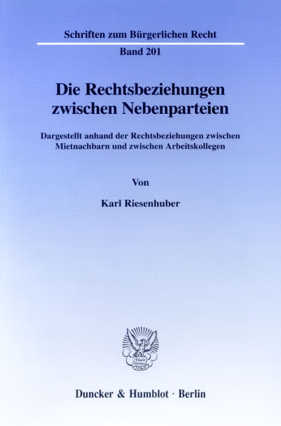 Cover Die Rechtsbeziehungen zwischen Nebenparteien