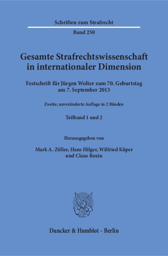 Cover Gesamte Strafrechtswissenschaft in internationaler Dimension