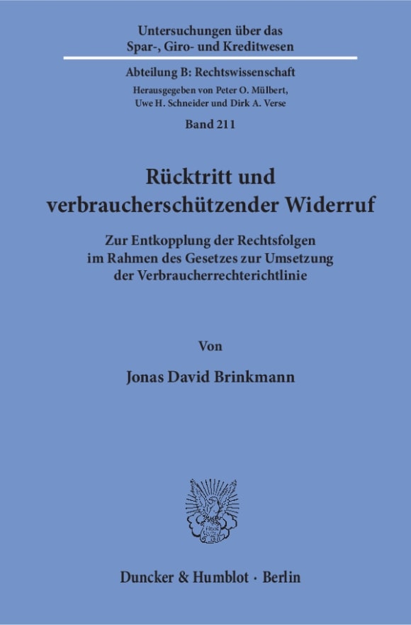 Cover Rücktritt und verbraucherschützender Widerruf