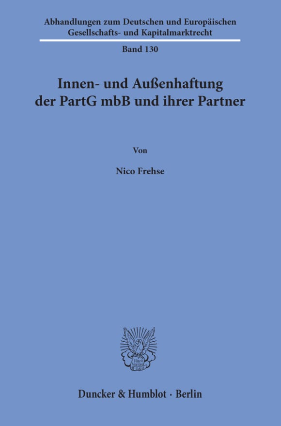 Cover Innen- und Außenhaftung der PartG mbB und ihrer Partner