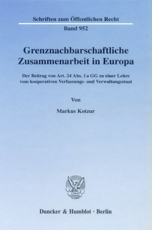 Cover Grenznachbarschaftliche Zusammenarbeit in Europa