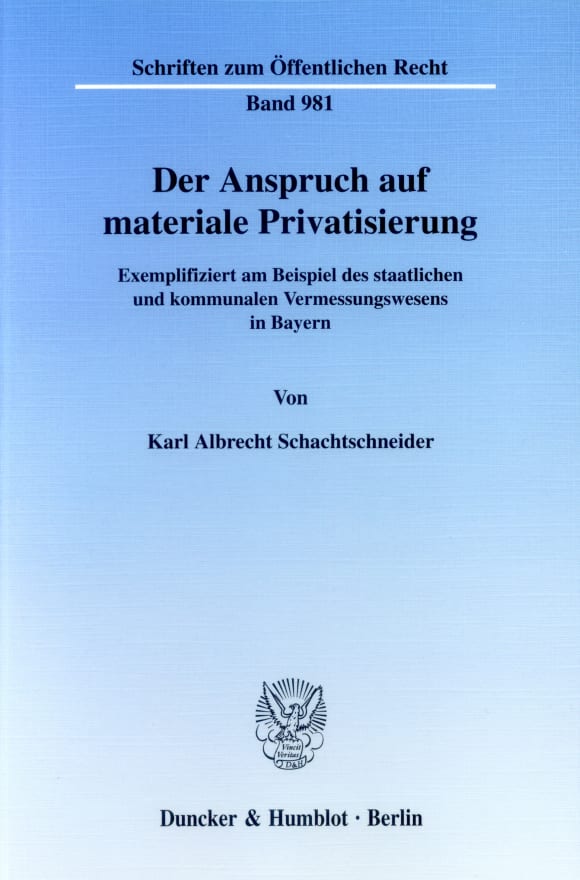 Cover Der Anspruch auf materiale Privatisierung