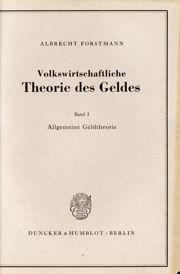 Cover Volkswirtschaftliche Theorie des Geldes