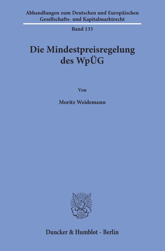 Cover Die Mindestpreisregelung des WpÜG